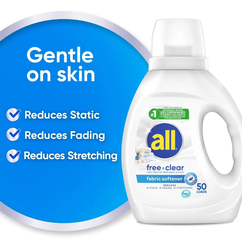 All free clear Liquid Fabric Softener for Sensitive Skin, 34 fl oz, 50 Loads