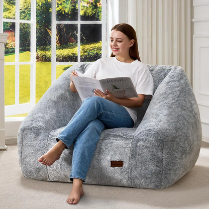 Giant Memory Foam Bean Bag Chair – Grey Two-Tone