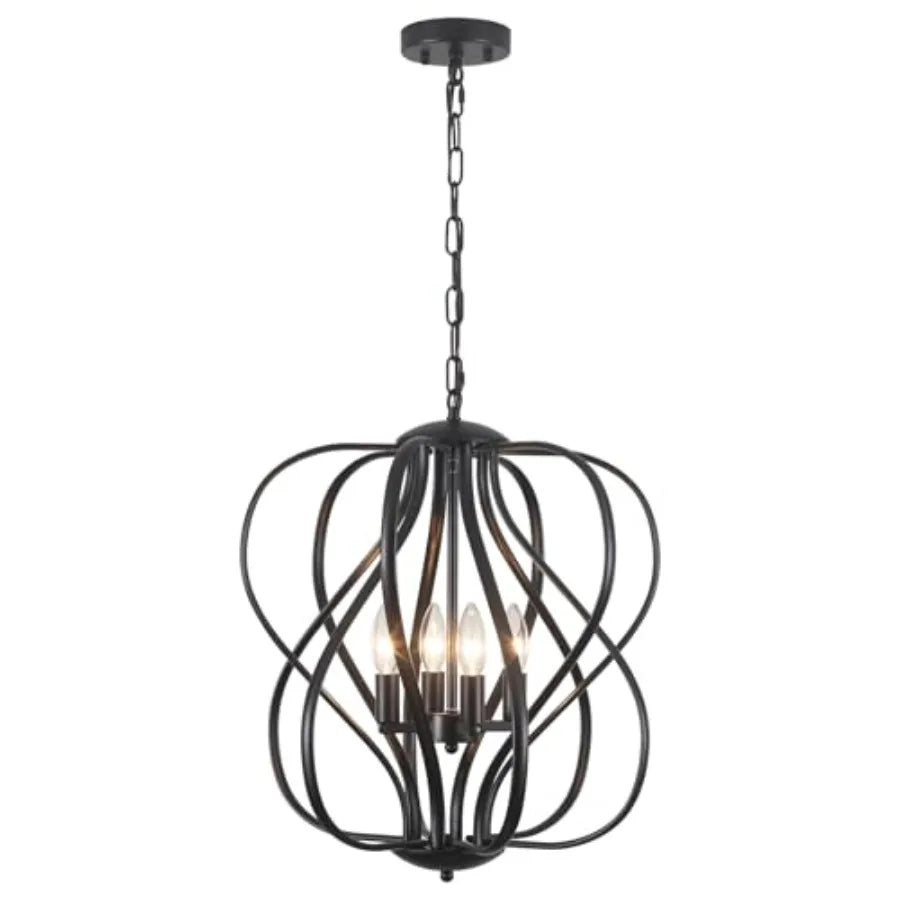 Modern Black Sphere Chandelier for Dining Room,