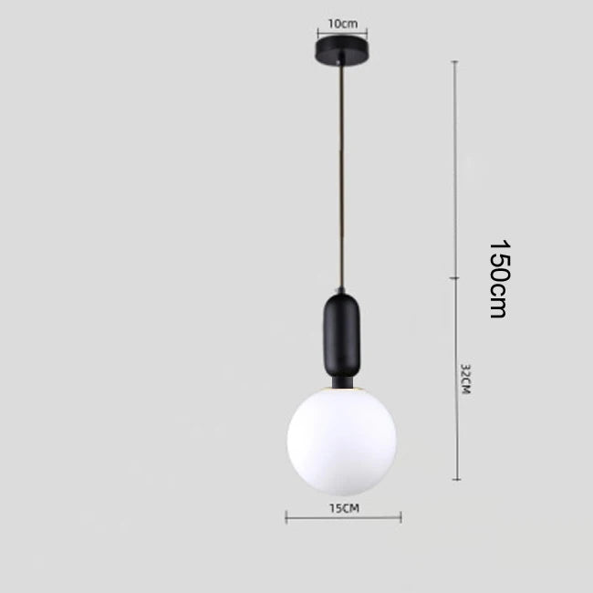 Nordic Glass Ball Pendant Light – Brass Black Hanging Lamp