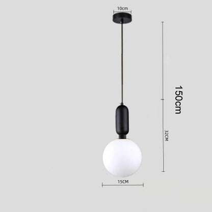 Nordic Glass Ball Pendant Light – Brass Black Hanging Lamp