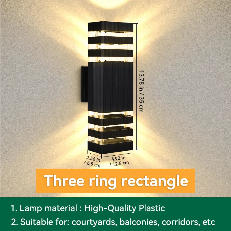 Modern Outdoor Waterproof Square Wall Lamp (E27)