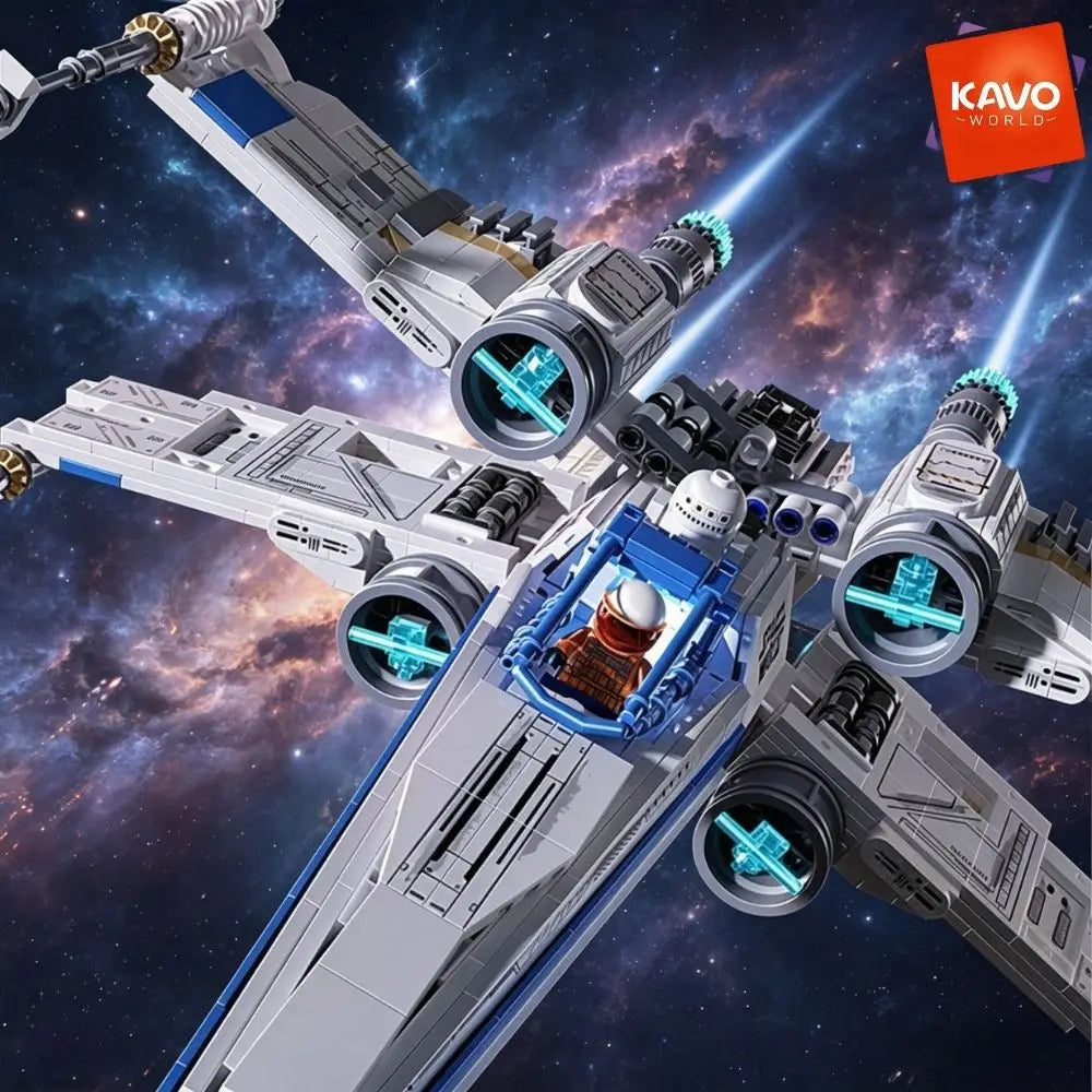 KAVOWORLD 1271pcs X-Wing Space Fighter Building Blocks Set with LED Lights