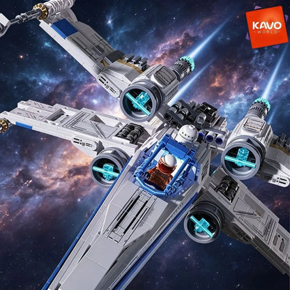 KAVOWORLD 1271pcs X-Wing Space Fighter Building Blocks Set with LED Lights