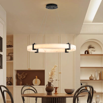 Round Hanging Chandelier with Adjustable Height,