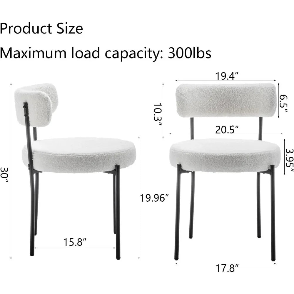 White Bouclé Dining Chairs Set of 4