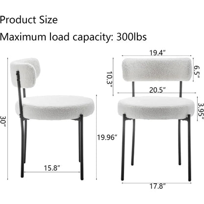 White Bouclé Dining Chairs Set of 4