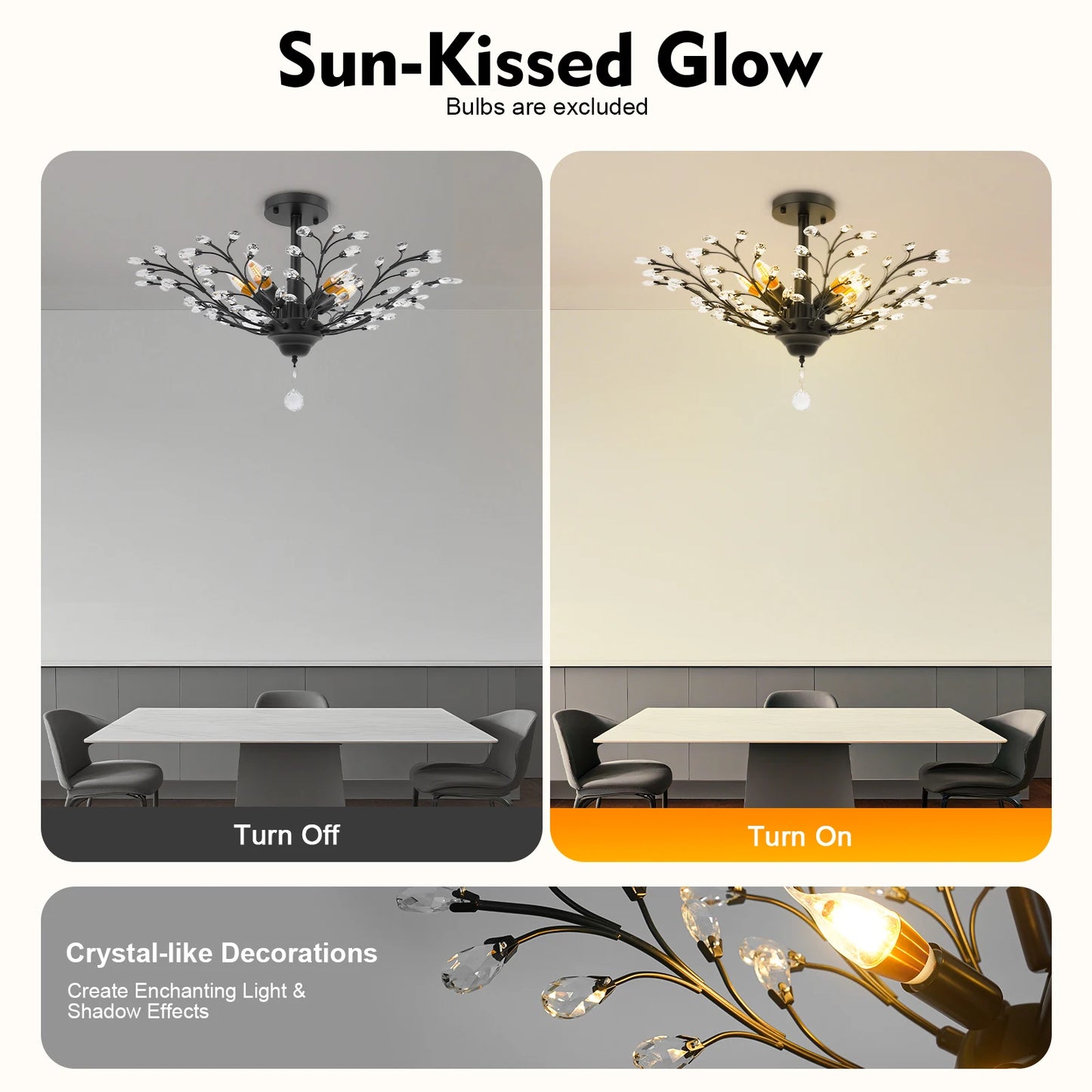 Black Crystal Branch Ceiling Light