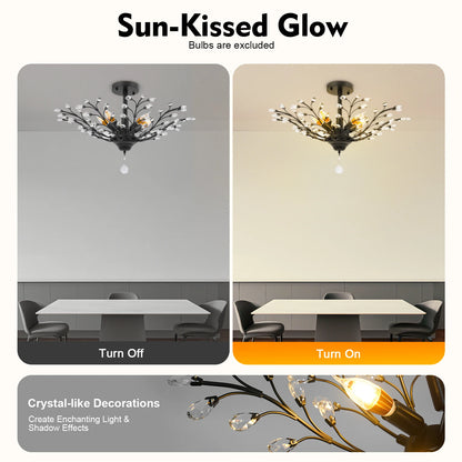 Black Crystal Branch Ceiling Light