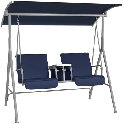 2-Person Outdoor Porch Swing with Canopy