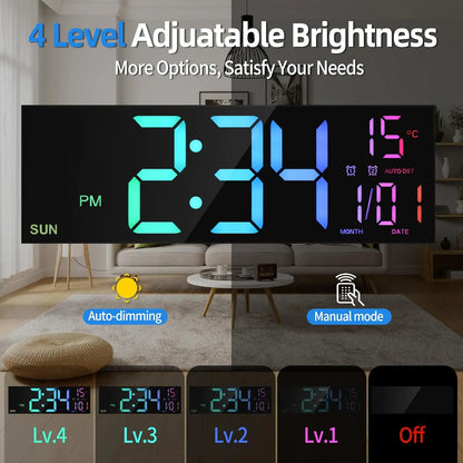 16.2" LED Digital Wall Clock with Remote