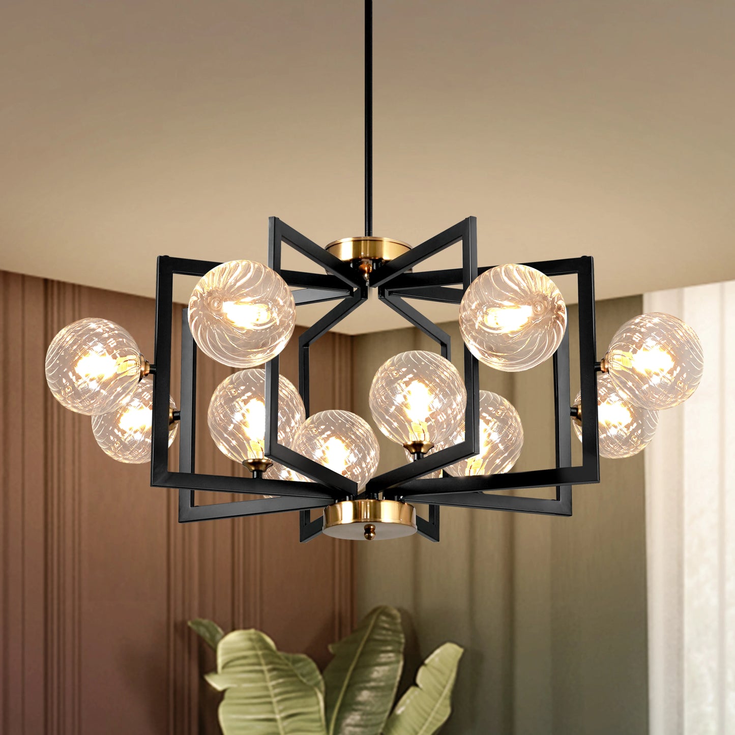 Dimmable Bubble Chandelier Black Glass