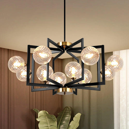 Dimmable Bubble Chandelier Black Glass