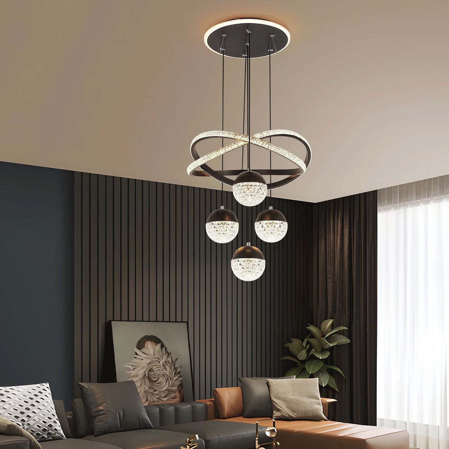 Modern Nordic LED Chandelier – 3 Color Lighting
