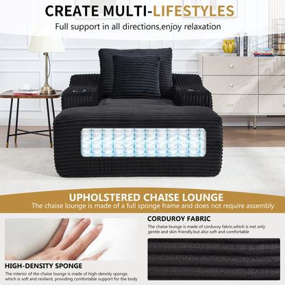67" Corduroy Indoor Chaise Lounge Chair