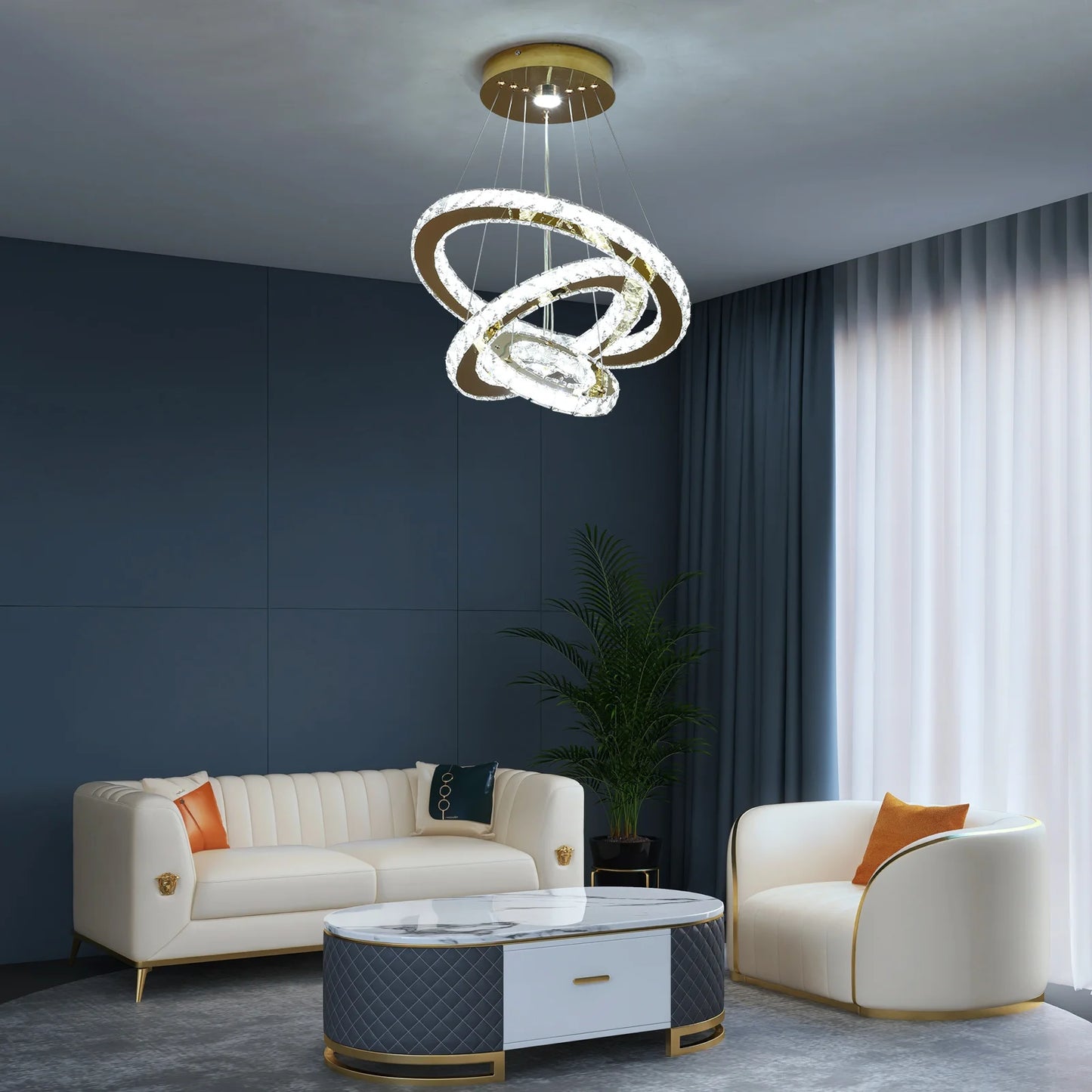 French Crystal LED Pendant Ceiling Light