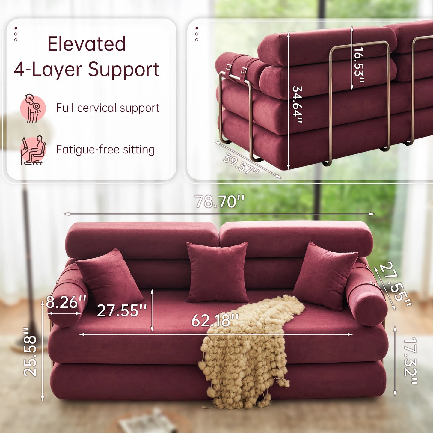 Folding Sleeper Sofa with Arm Support