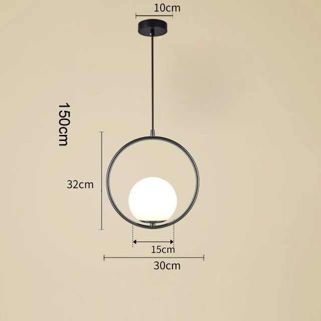Nordic Glass Ball Pendant Light – Brass Black Hanging Lamp