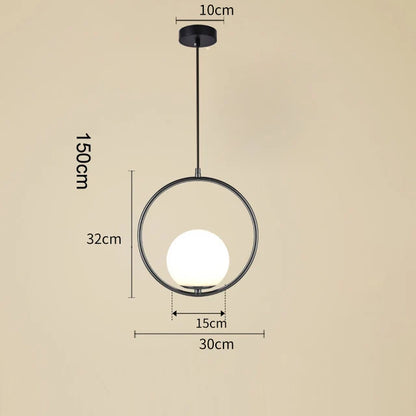 Nordic Glass Ball Pendant Light – Brass Black Hanging Lamp