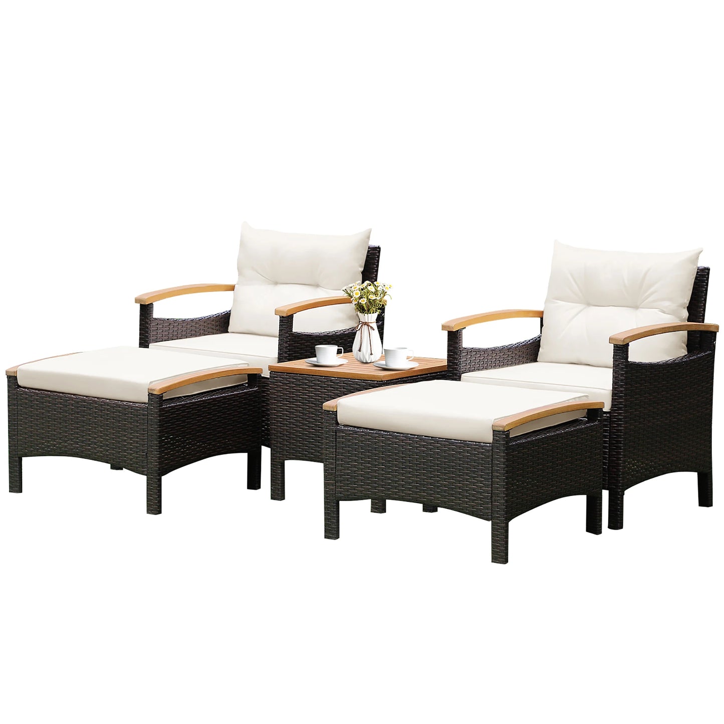 5-Piece Rattan Patio Sofa Set