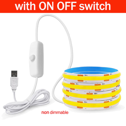 USB COB LED Strip Light with Switch