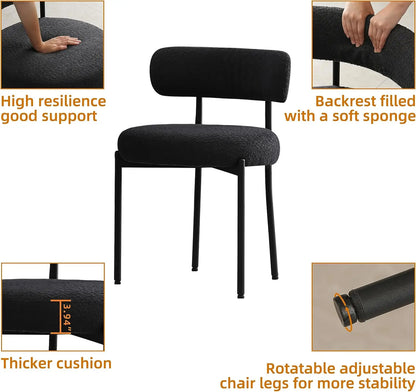 Black Boucle Dining Chairs Set of 4