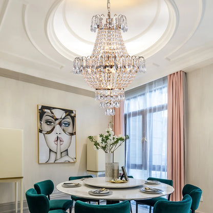 Luxury Gold K9 Crystal Chandelier – Elegant Dazzling Ceiling Light for Living Room & Dining Room