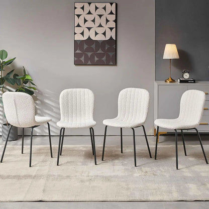 Set of 4 PU Leather Dining Chairs with Metal Legs