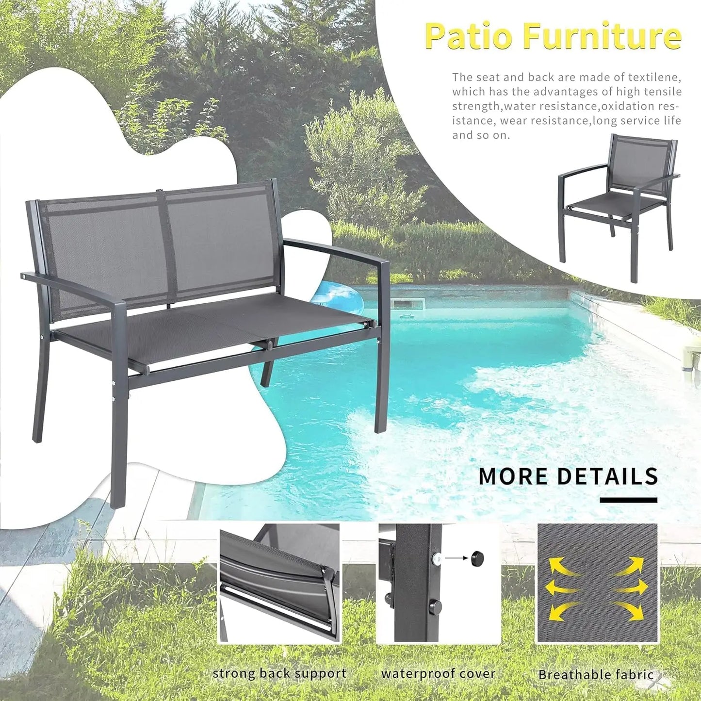 4-Piece Gray Outdoor Patio Set