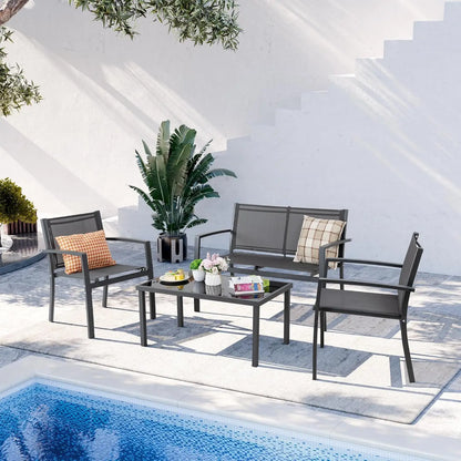 4-Piece Gray Outdoor Patio Set