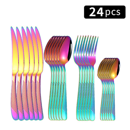24 PCS Stainless Steel Knife & Fork Set