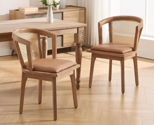 Rattan Mid-Century Dining Chairs (Set of 2)