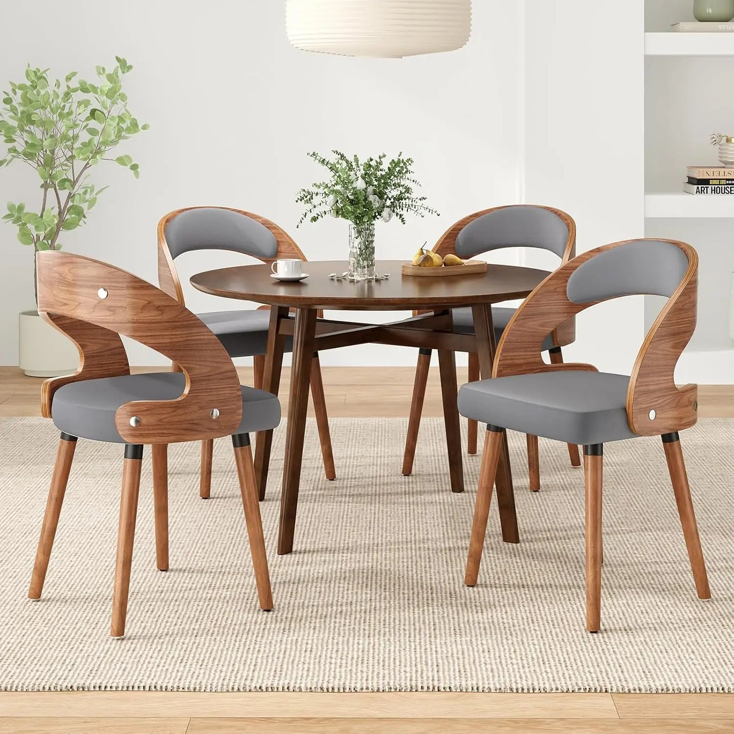 Wood Upholstered Dining Chairs (Set of 4)