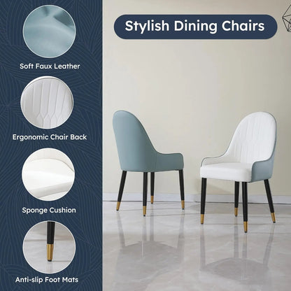 Mid-Century Faux Leather Dining Chairs (Set of 2)