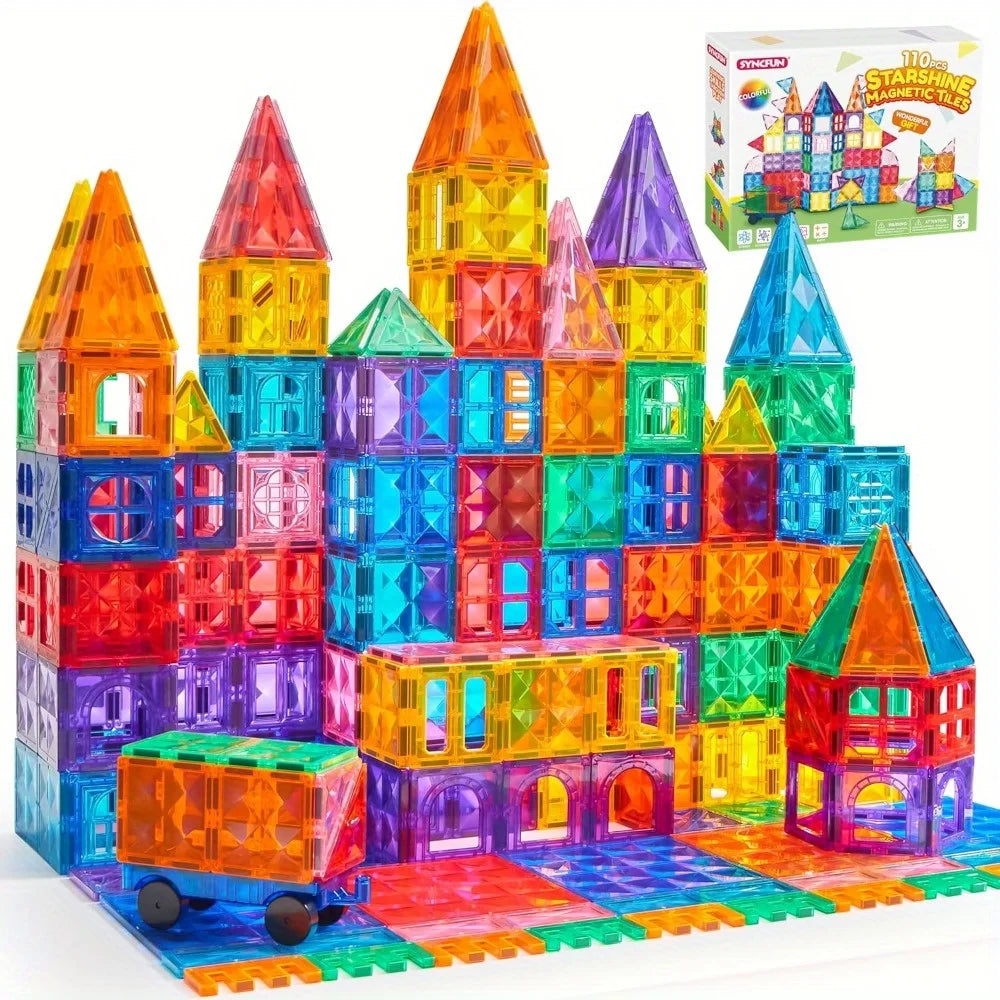 JOYFY Magnetic Building Tiles Set with Vehicle Construction Blocks