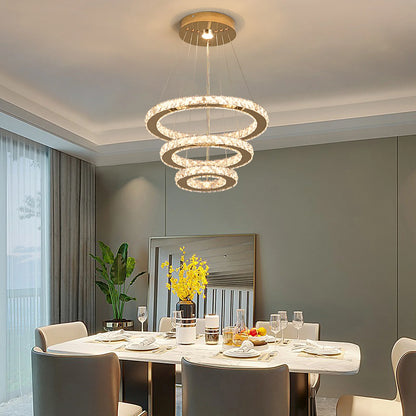 French Crystal LED Pendant Ceiling Light