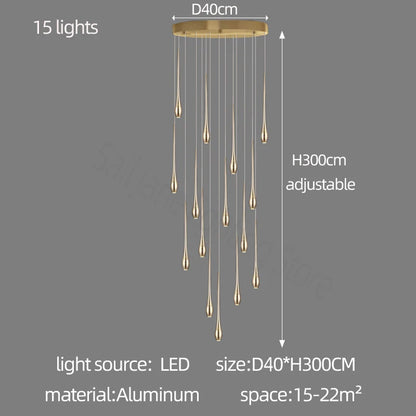 Nordic LED Staircase Pendant Chandelier