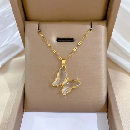 Micro Inlaid Zircon Butterfly Necklace