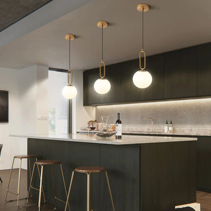 Nordic Glass Ball Pendant Light – Brass Black Hanging Lamp
