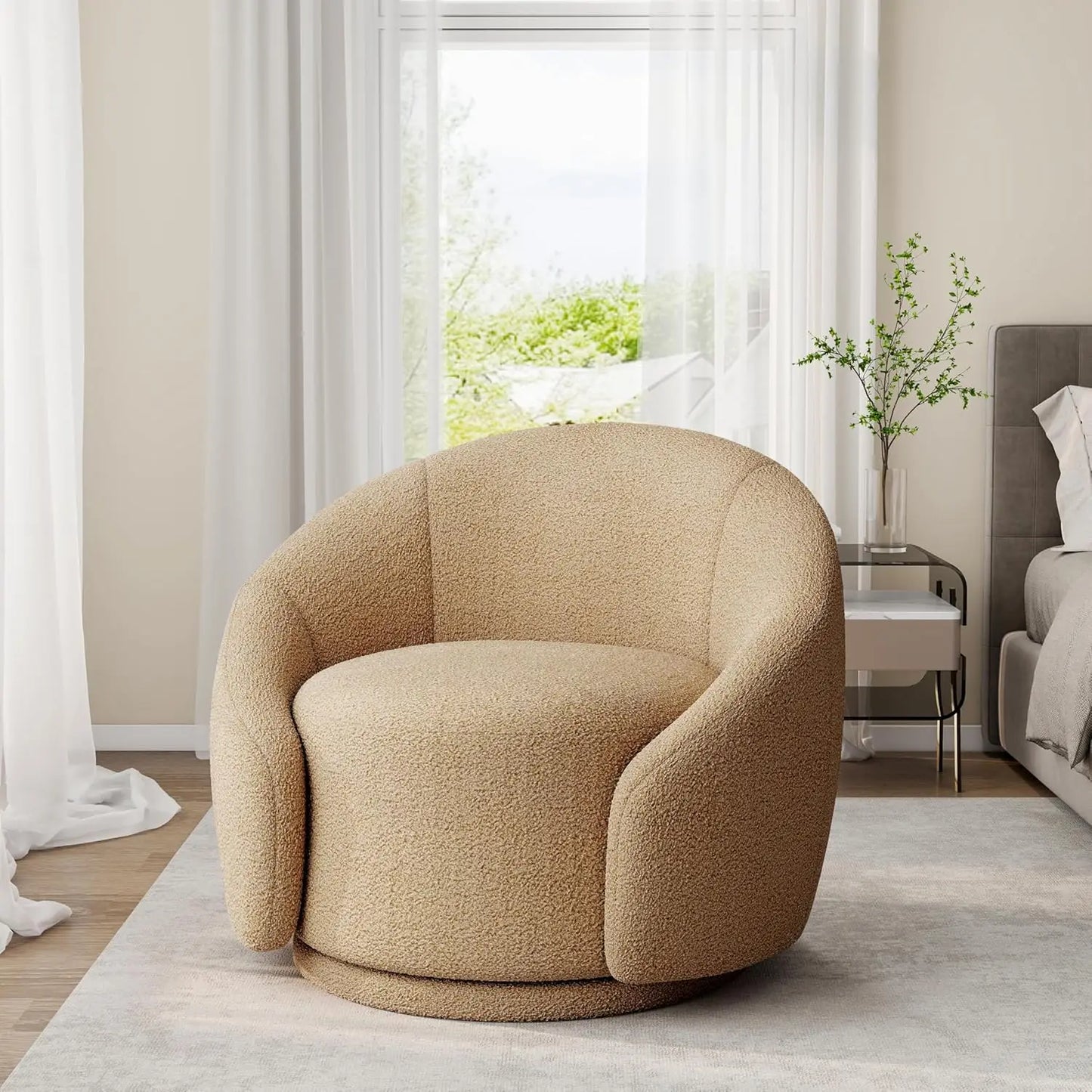 Small Swivel Barrel Accent Chair – No Assembly