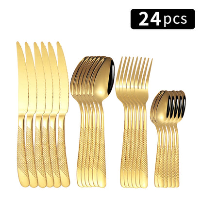 24 PCS Stainless Steel Knife & Fork Set