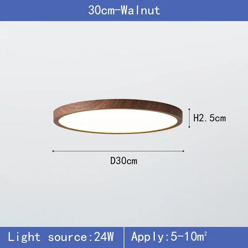 Wood Grain Walnut LED Ceiling Lamp