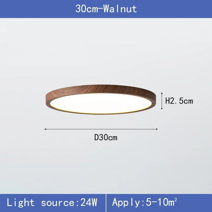 Wood Grain Walnut LED Ceiling Lamp