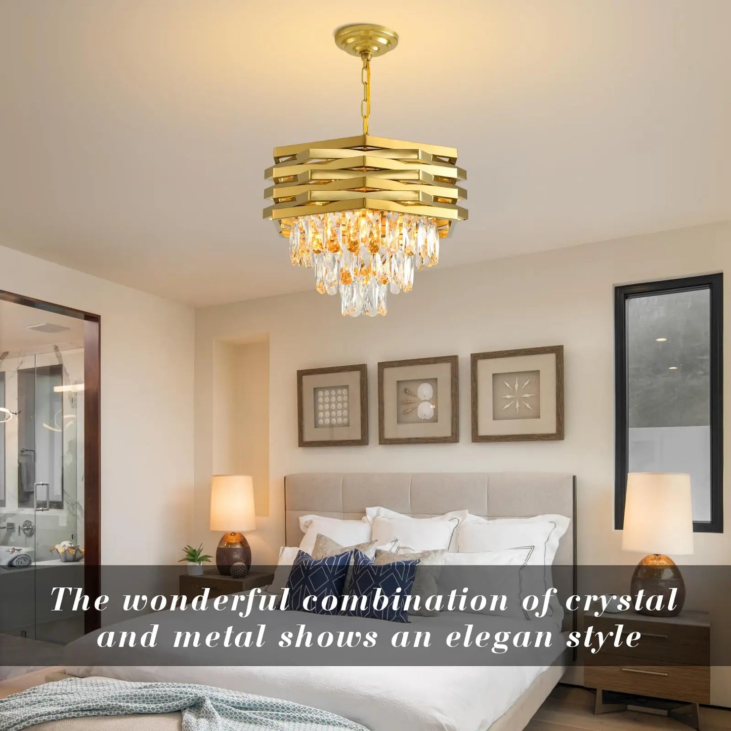 3-Tier Gold Crystal Chandelier