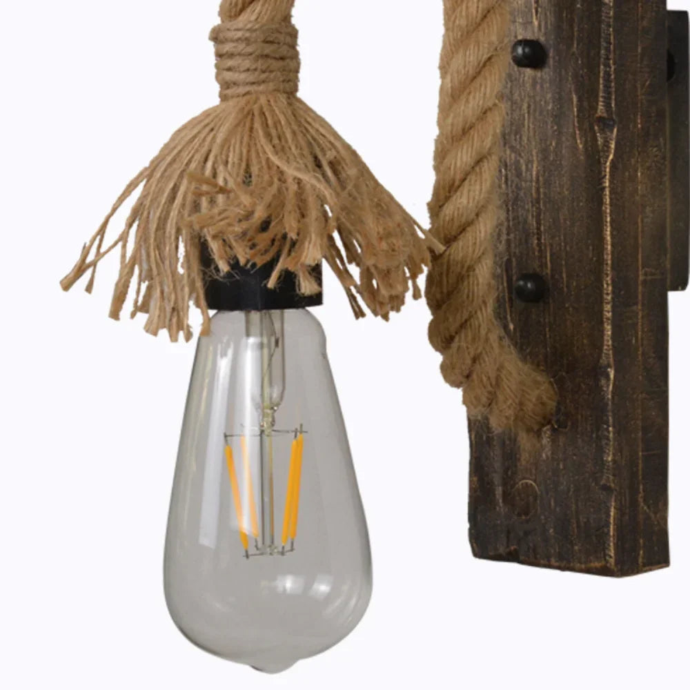 Industrial Rustic Wall Sconce – Black Metal Wood Lamp