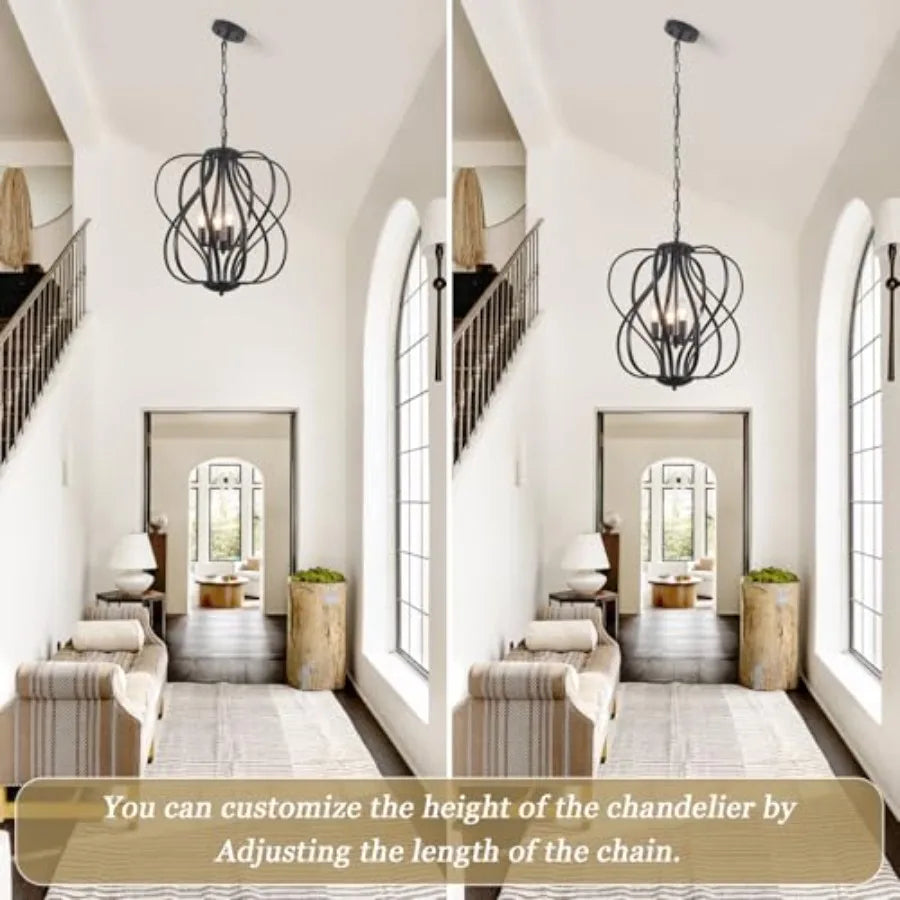 Modern Black Sphere Chandelier for Dining Room,