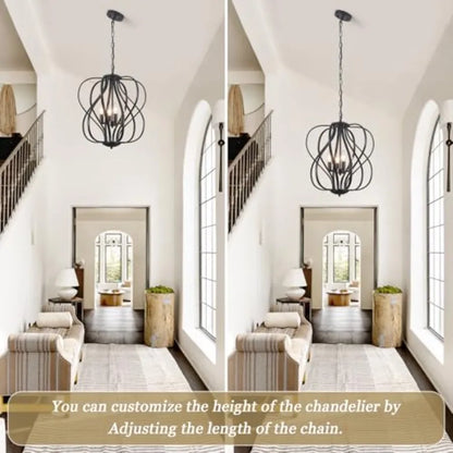 Modern Black Sphere Chandelier for Dining Room,
