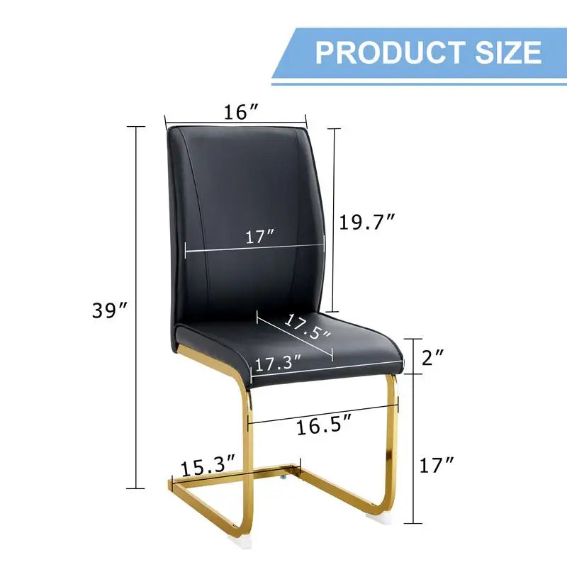 Set of 6 Black PU Dining Chairs with Gold Legs