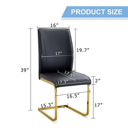 Set of 6 Black PU Dining Chairs with Gold Legs