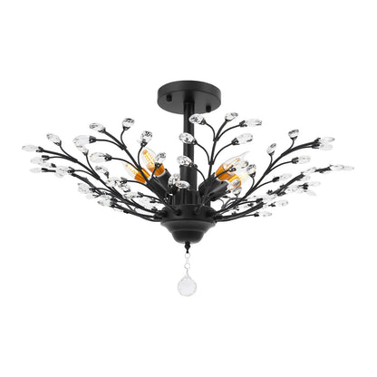 Black Crystal Branch Ceiling Light